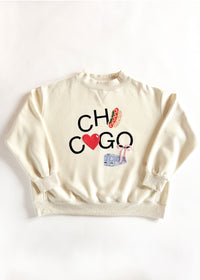 Chicago Love Mock Neck Sweatshirt - Cream
