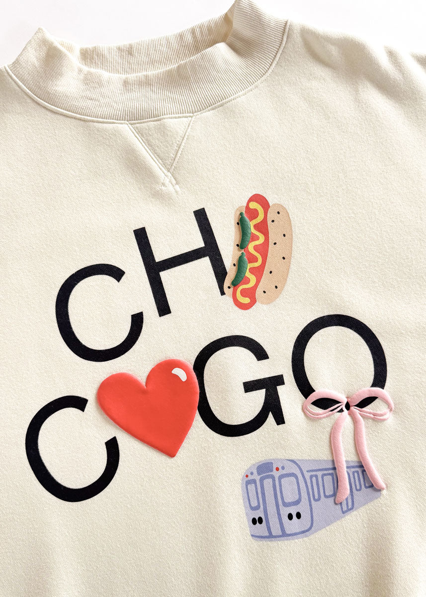 Chicago Love Mock Neck Sweatshirt - Cream