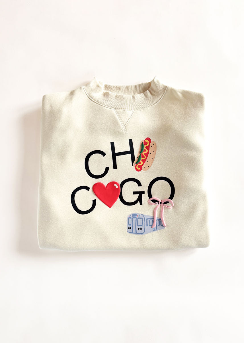 Chicago Love Mock Neck Sweatshirt - Cream
