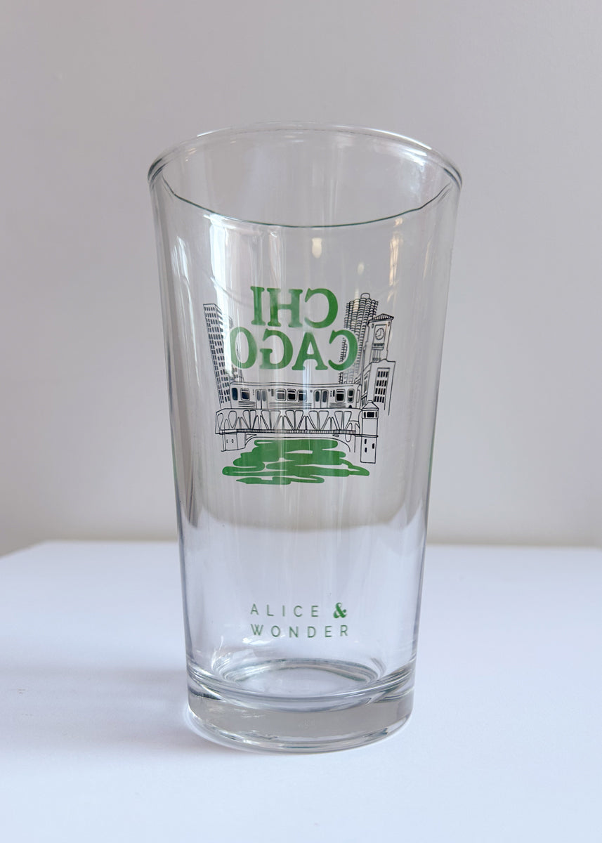 Chicago Green River Pint Glass