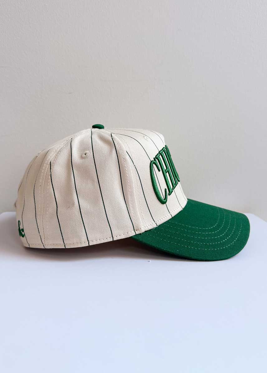 Chicago Puff Pinstripe Baseball Cap - Emerald