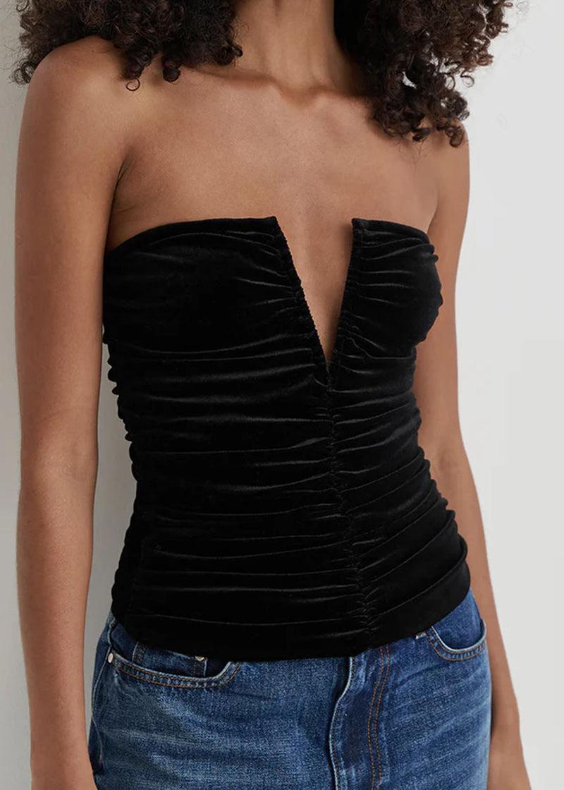 Celio Velvet Corset Top - Black