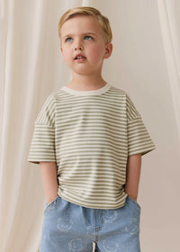 Wesley Tee - Narrow Lichen/Cloud Stripe
