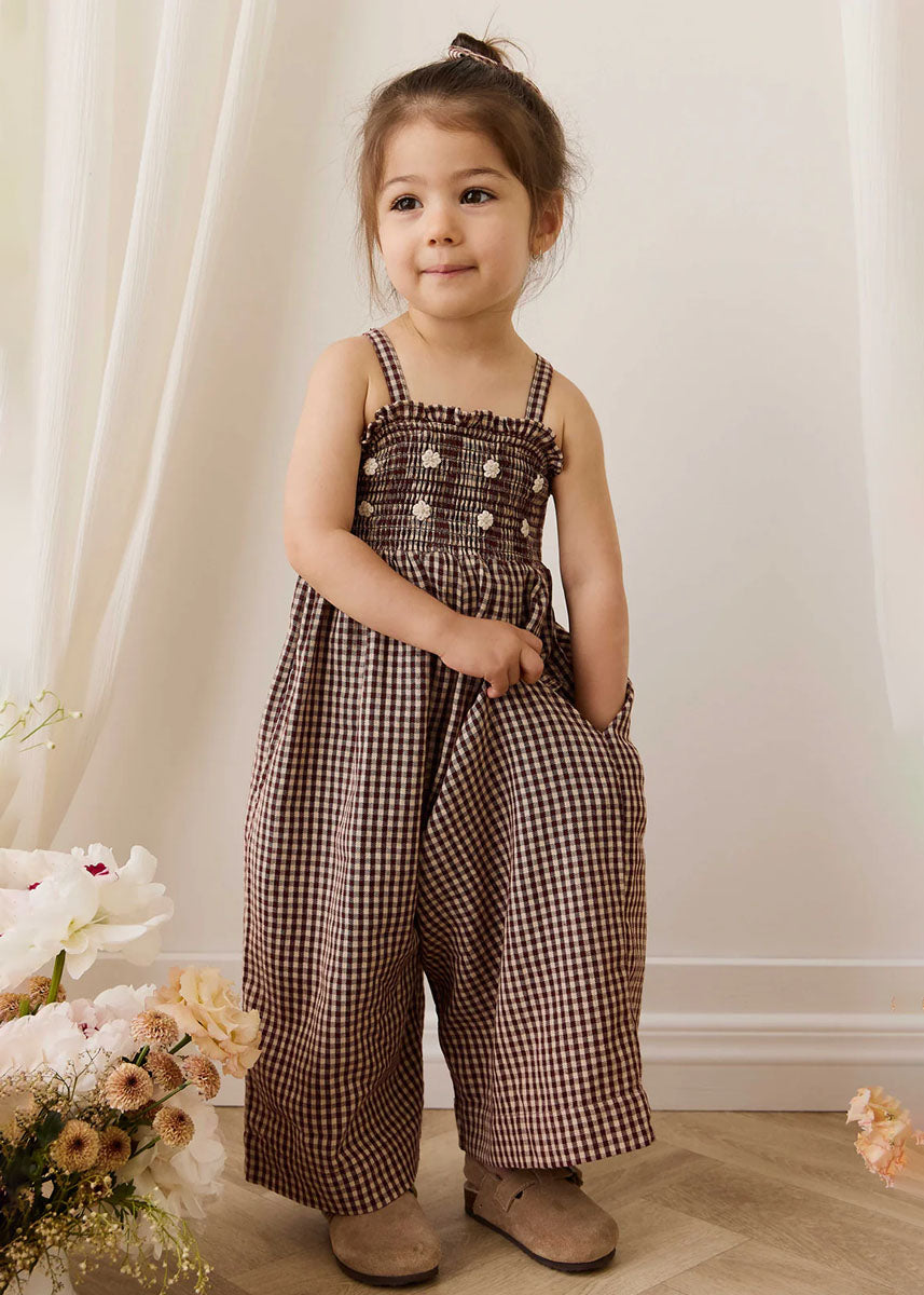 Solenne Playsuit - Cinnamon Gingham