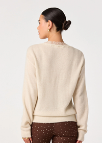 Jadyn V-Neck Lace Sweater - Ivory