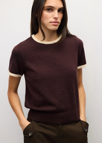 Joey Ringer Knit Tee - Brown & Cream