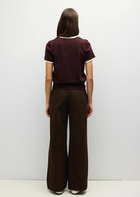 Joey Ringer Knit Tee - Brown & Cream