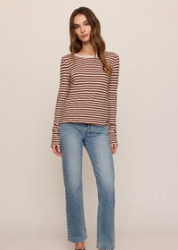 Junie Long Sleeve Striped Tee - Dark Rosewood