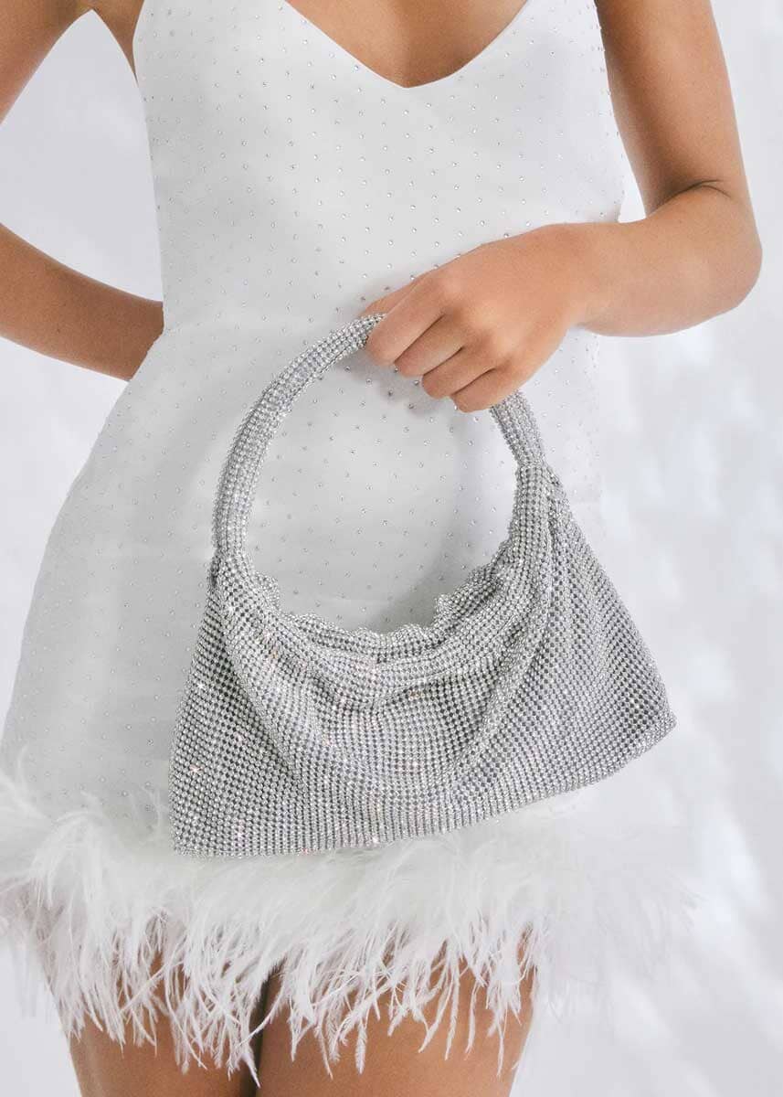 Kerr Handle Bag - Silver Diamante