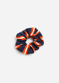 Knit Varsity Stripe Scrunchie - Navy & Orange