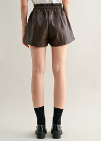 Bellamy High-Waisted Drawstring Shorts - Dark Brown