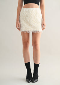 Chantel Fringe Mini Skirt - Cream