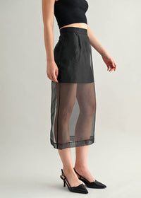 Giada Organza Sheer Midi Skirt - Black