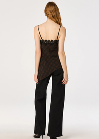 Laura Asymmetrical Lace Top - Brown