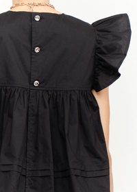 Leah Cotton Ruffle Top - Black