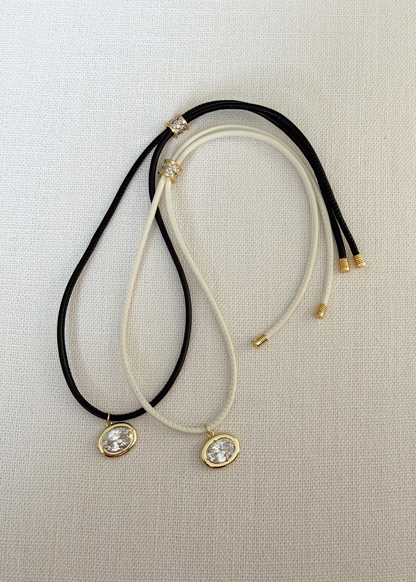 Leather Cord Naples Necklace - Black