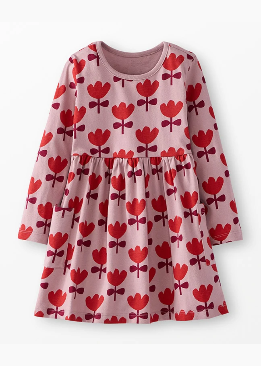 Long Sleeve Playground Dress - Tulips