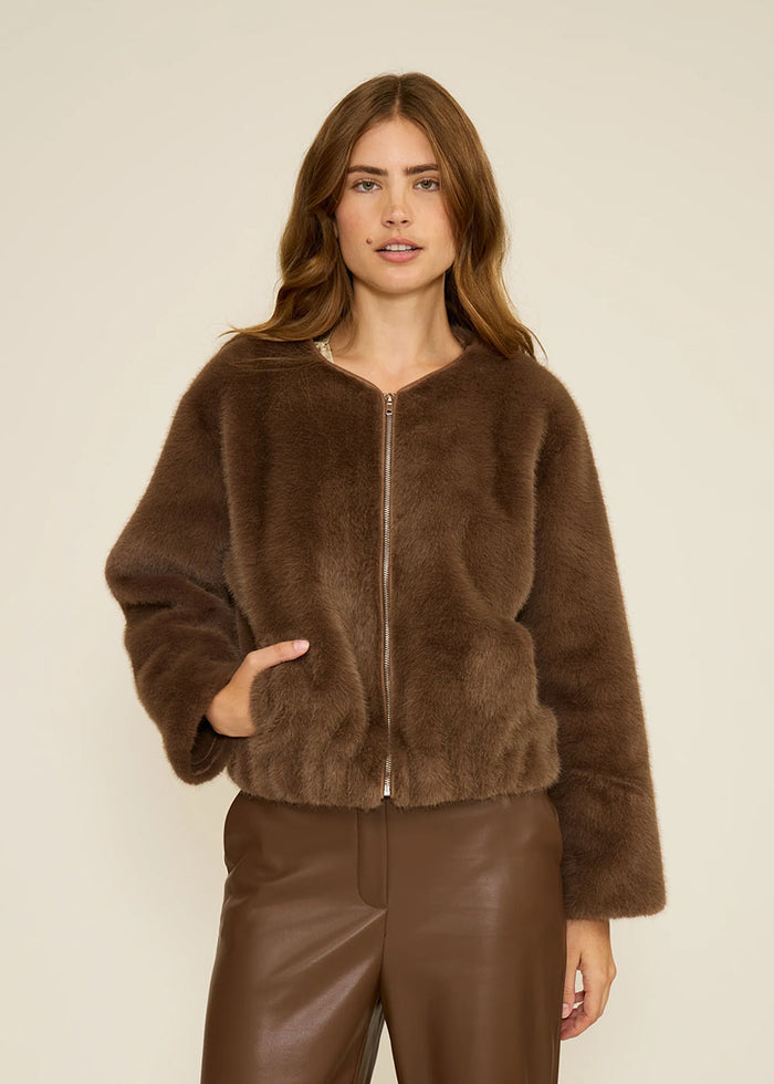 Aubrey Faux Fur Jacket - Brown