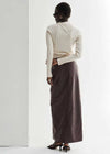 Jade Vegan Leather Column Skirt - Dark Brown