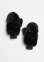 Mad Hatter Faux-Fur Mittens - Black