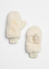 Mad Hatter Faux-Fur Mittens - Ivory