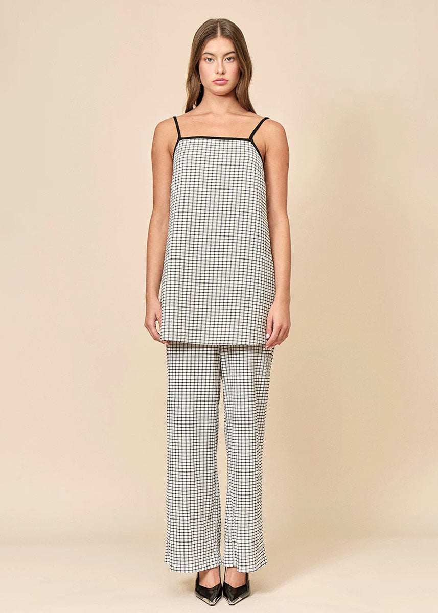 Anya Top - Black & White Grid