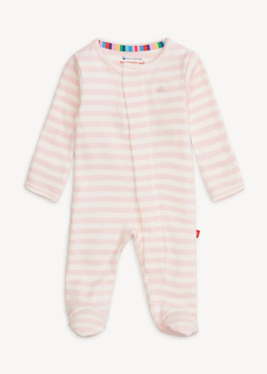 Organic Cotton Magnetic Footie - Pink Stripe