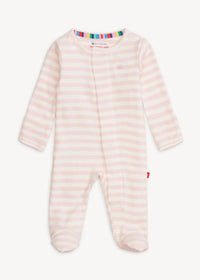 Organic Cotton Magnetic Footie - Pink Stripe