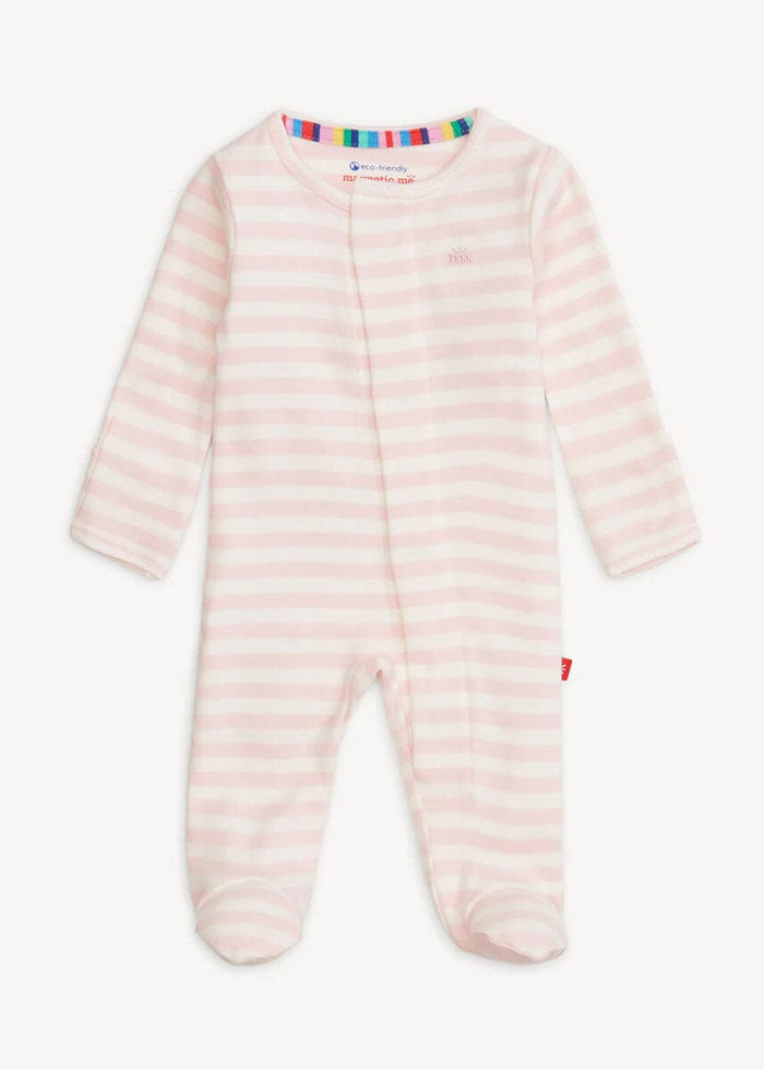 Organic Cotton Magnetic Footie - Pink Stripe