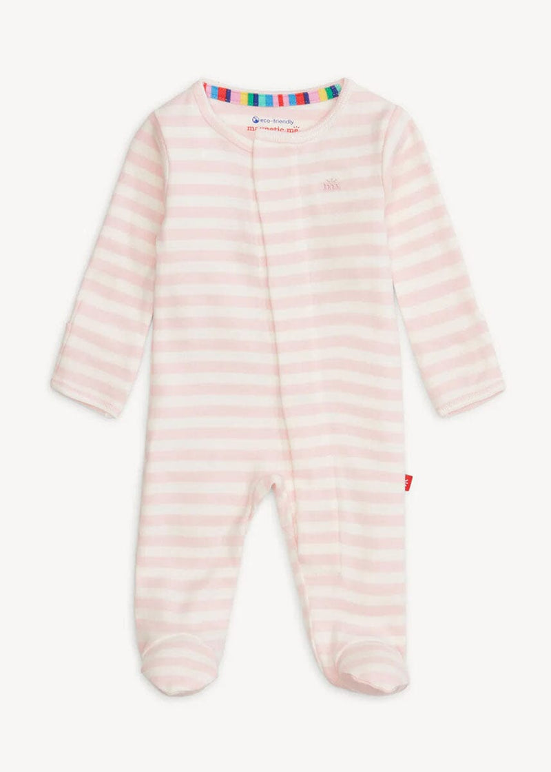 Organic Cotton Magnetic Footie - Pink Stripe