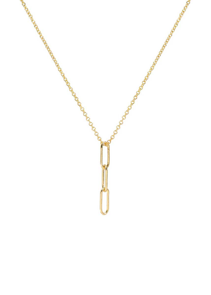 Three Little Wishes Linked Rings Necklace - Gold