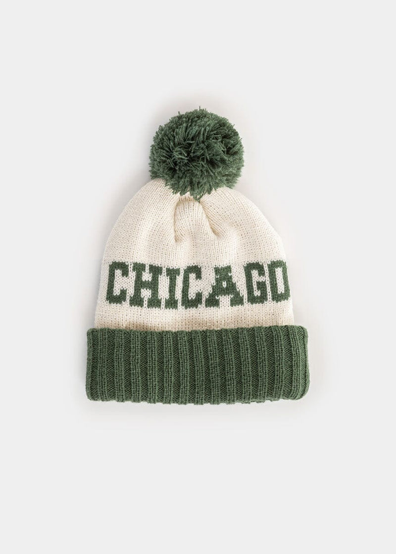 Youth Mad Hatter Two-Tone Chicago Pom Beanie - Green