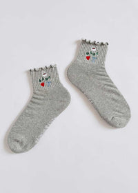 Mama Embroidered Icons Ruffle Sock