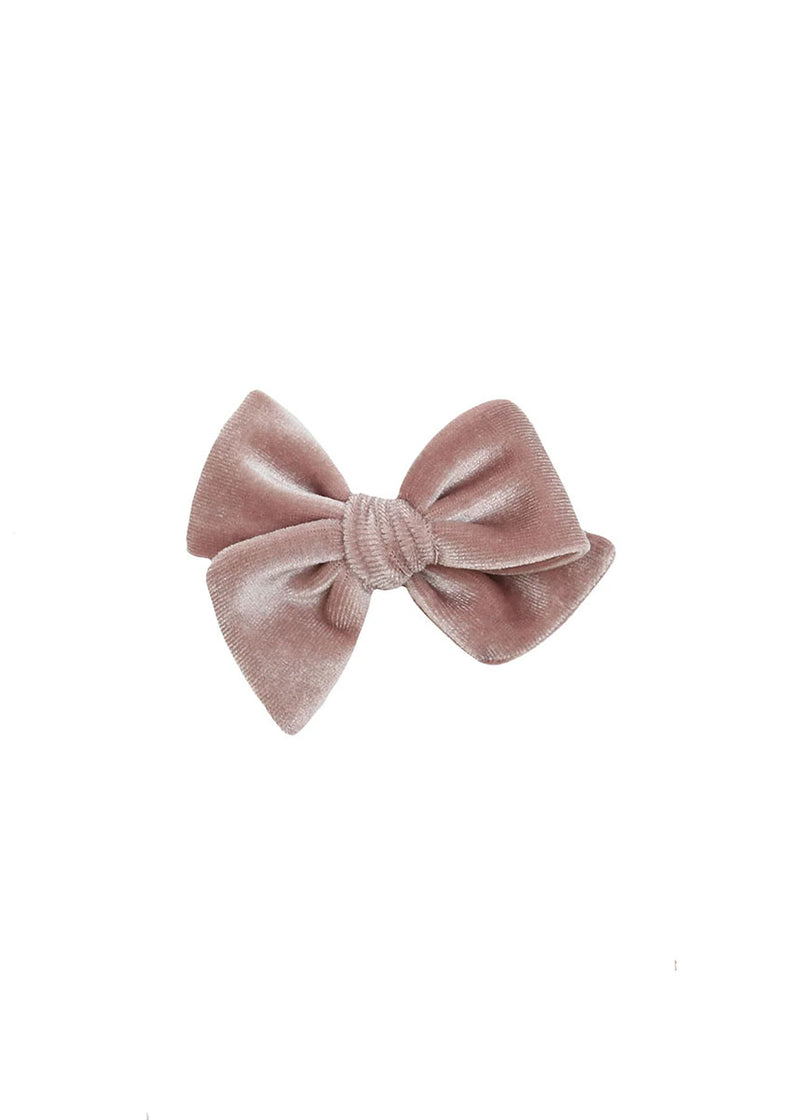 Small Velvet Bow Clip - Mauve