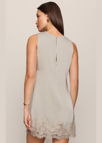 Meadow Muse Lace Mini Dress - Frosted Pearl