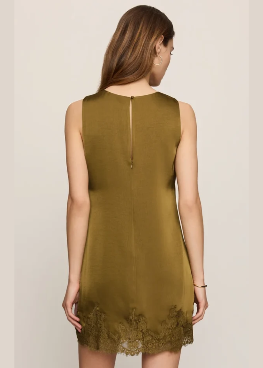 Meadow Muse Lace Mini Dress - Golden Sage