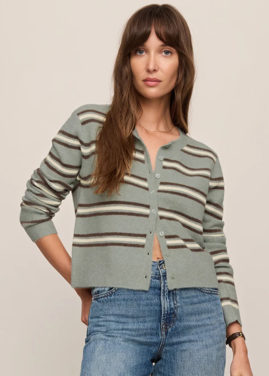 Medina Striped Cardigan - Aqua Cloud