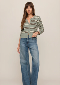Medina Striped Cardigan - Aqua Cloud