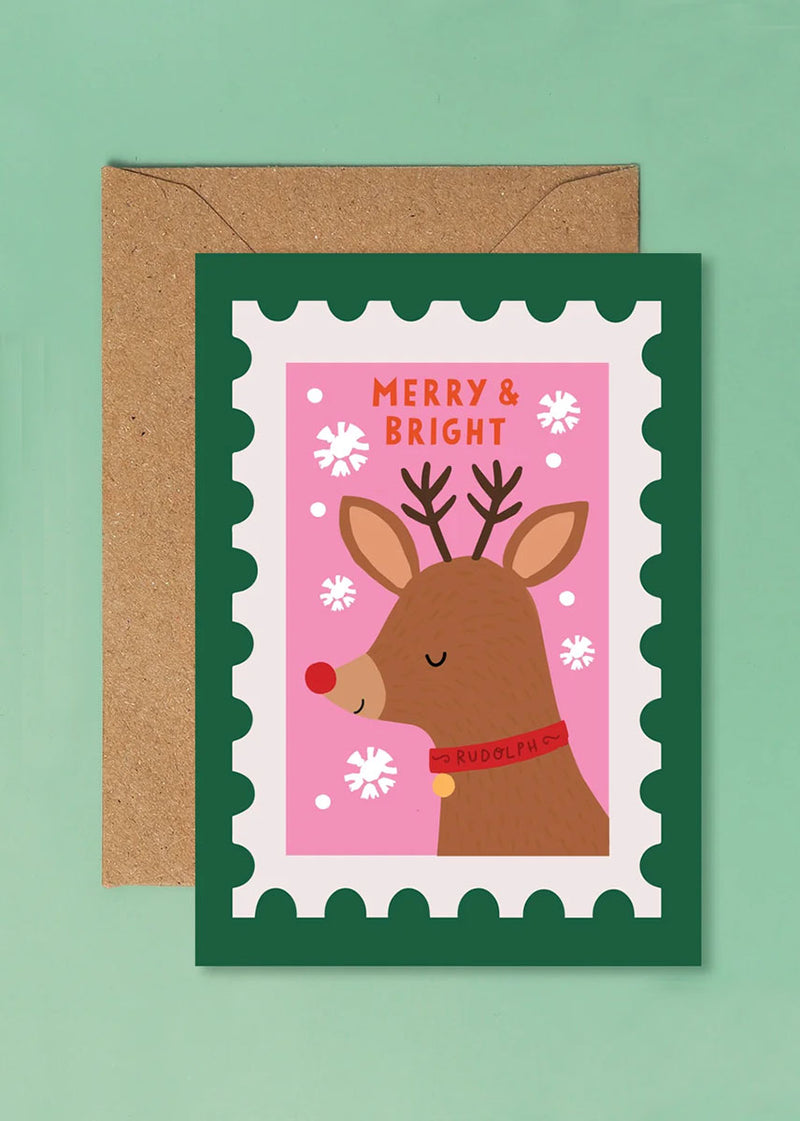 Rudolph Stamp Mini Christmas Card