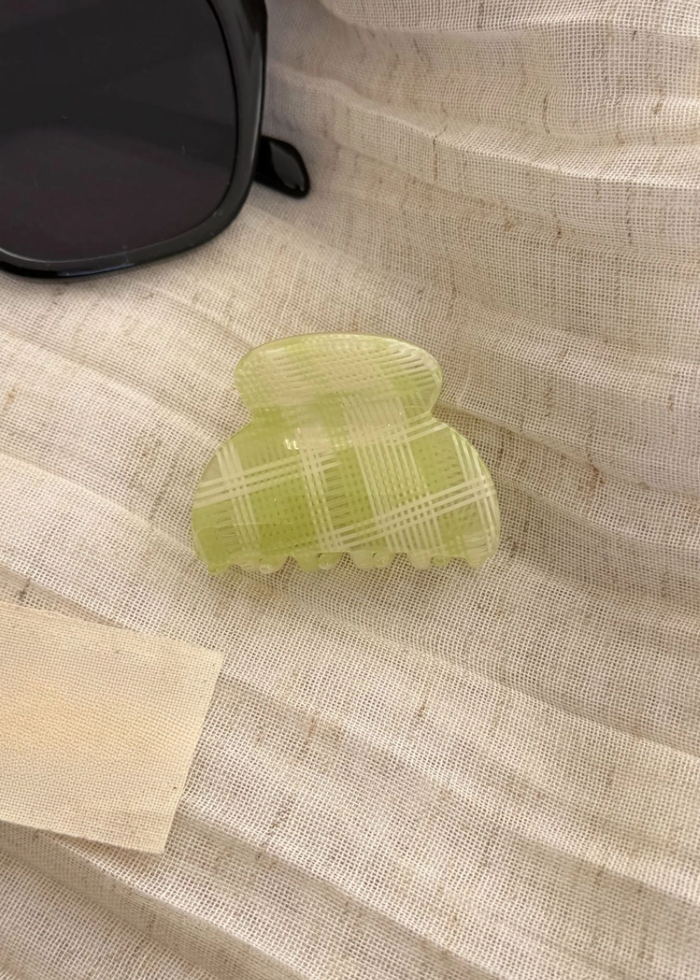 Mini Green Plaid Hair Claw