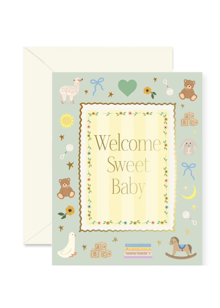 Mint Welcome Sweet Baby Frame Baby Card