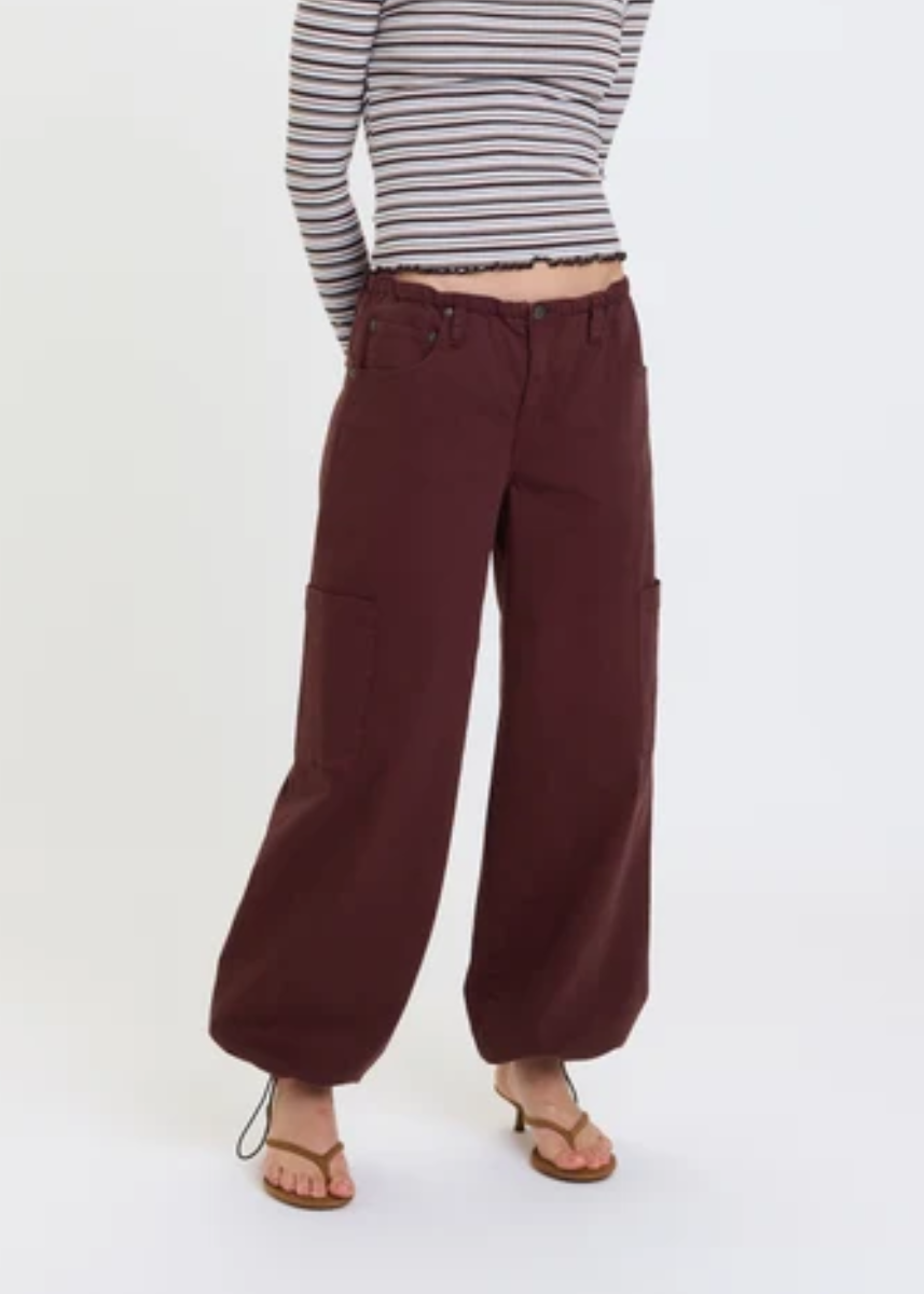 Mirage Mid-Rise Cargo Harem - Cherry Cola
