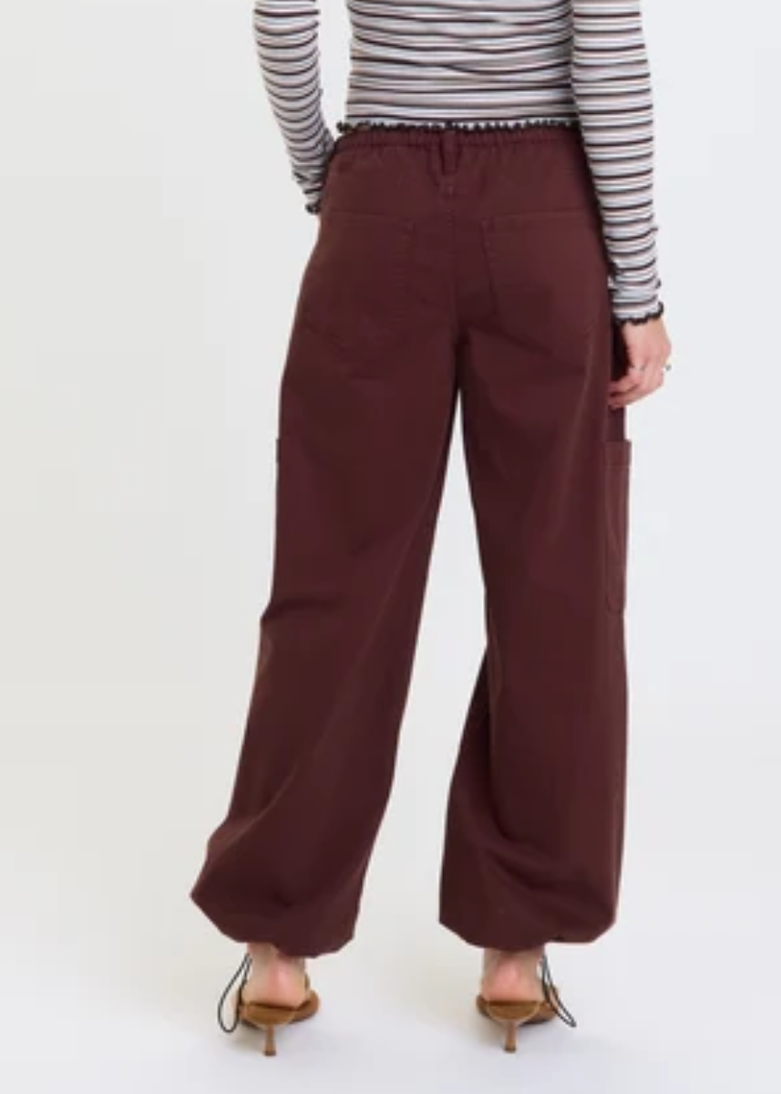 Mirage Mid-Rise Cargo Harem - Cherry Cola