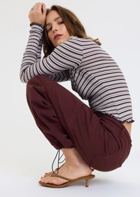 Mirage Mid-Rise Cargo Harem - Cherry Cola