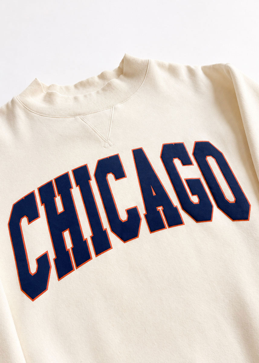 Chicago Collegiate Puff Mock Neck Sweatshirt - Ivory & Navy