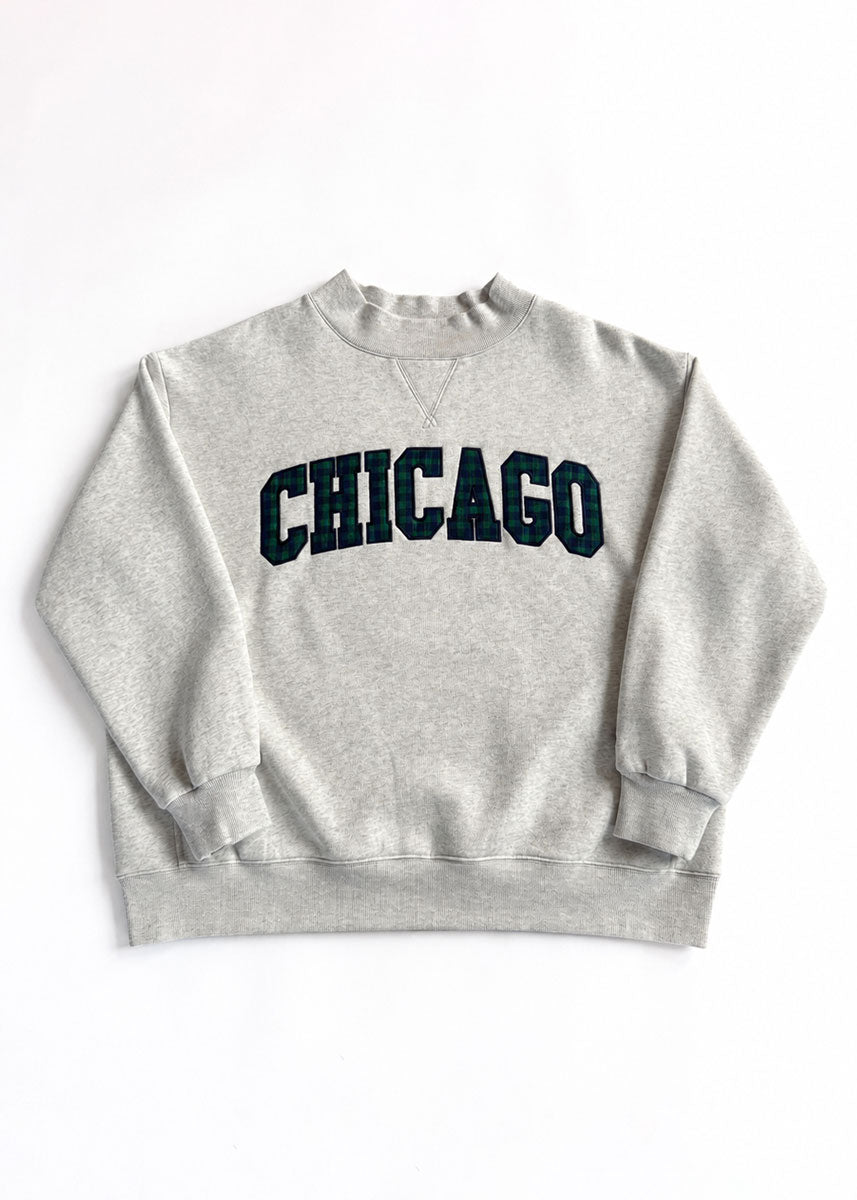 Chicago Collegiate Plaid Mock Neck Sweatshirt - Heather Grey