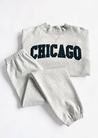 Chicago Collegiate Plaid Mock Neck Sweatshirt - Heather Grey