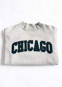 Chicago Collegiate Plaid Mock Neck Sweatshirt - Heather Grey