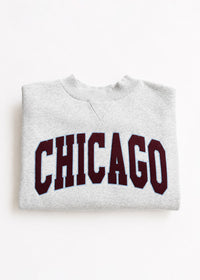 Chicago Collegiate Puff Mock Neck Sweatshirt - Grey & Burgundy
