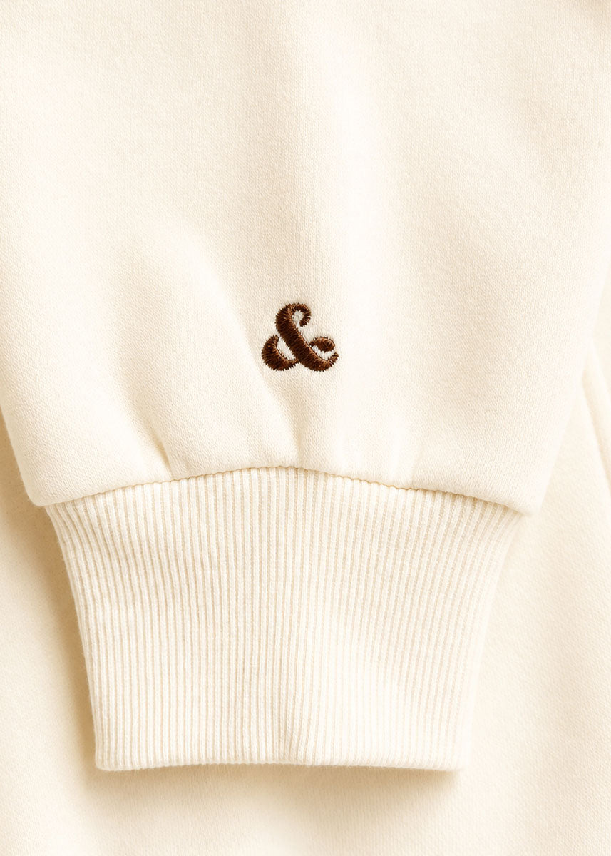 Chicago Collegiate Cord Mock Neck Sweatshirt - Ivory & Espresso